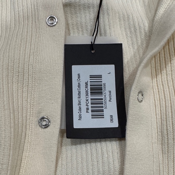 Men's Beige Short Sleeve Button Down Shirt - Picture 2 of 4